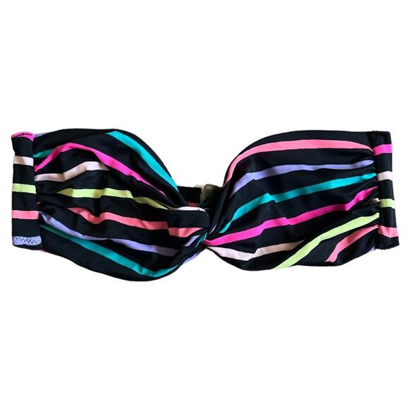 VICTORIA'S  SECRET Swim Multicolor Stripe Print Bandeu Top, XS - Picture 1 of 6